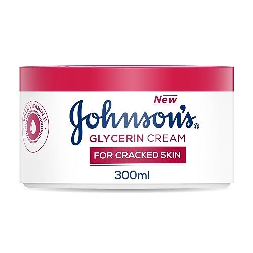 Johnson & Johnson Glycerin Cream for cracked skin 300ml enriched with vitamin E for dry and cracked areas soothing and repairing formula helps to relieve cracked and dry skin in just one application