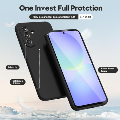Image of DIZORO Microfiber Candy Case for Samsung A57 5G Smooth Touch Cushion Liquid Soft Silicone Gel Rubber Phone Cases Non-Slip Full Body Protective Shockproof Back Cover -Black