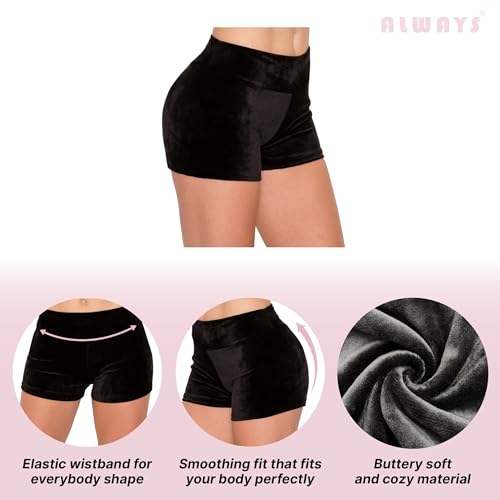 Image of ALWAYS Velvet Shorts - High Waist Stretch Velour Mini Shorts for Dance, Yoga, Casual Wear