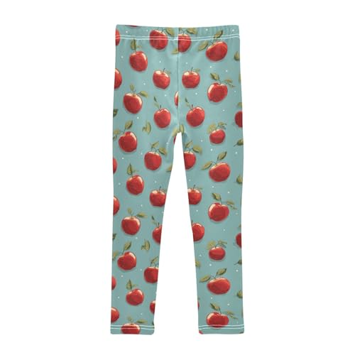 Girls Leggings Fruits Apples Leaves Soft Toddler Leggings for Girls Kids Pants Size 4T-10T2