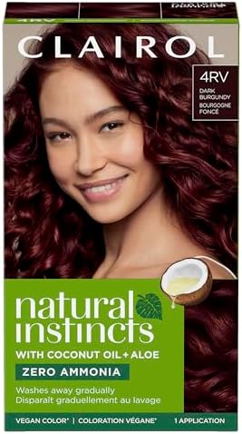 Clairol Natural Instincts Demi-Permanent Hair Dye, 4RV Dark Burgundy Hair Color, Pack of 1