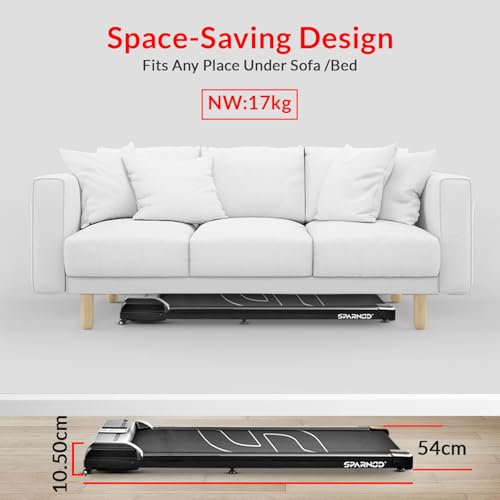 Image of Sparnod Fitness STH-3004 Walking Pad Treadmill for Home Use & Office-Work and Walk, Ready to Use, LED Display, Remote Control, Non-Slip Belt, Shock Reduction, Space-Saving, Bluetooth Speakers