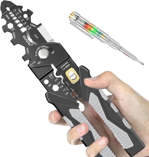 TRK IMPEX® 25 in 1 Wire Stripper Tool | 8-Inch Wire Crimping Tool | Multifunctional Hand Tool for Cable Stripper Tools | Professional Electrician Pliers Tools for Multifunction Dual LED Tester Pen