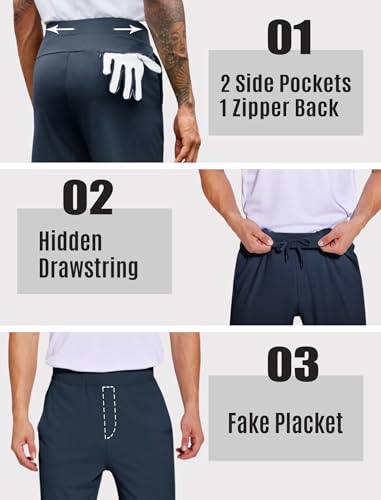 PINSPARK Men's Golf Pants Stretch Lightweight Quick Dry Pants UPF50+ Elastic Waist Pants with Zipper Back Pocket Joggers4
