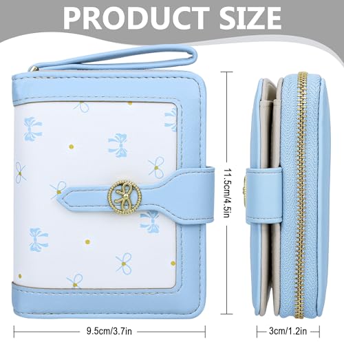 Image of Farcauo Womens Wallet Cute Small Wallets for Women Blue Coquette Bow Women's Wallet Kawaii Card Wallets for Women Ladies Bow Stuff