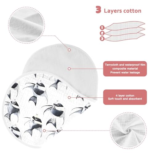 vvfelixl Baby Burp Cloths Black and White Angelfish Baby Newborn Cotton Burping Cloths Set Babys Washcloths 4 Pack3