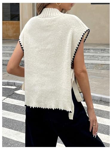MakeMeChic Women's Mock Neck Sweater Vest Top Sleeveless Tie Side Knit Tops Summer Shirt Tops2