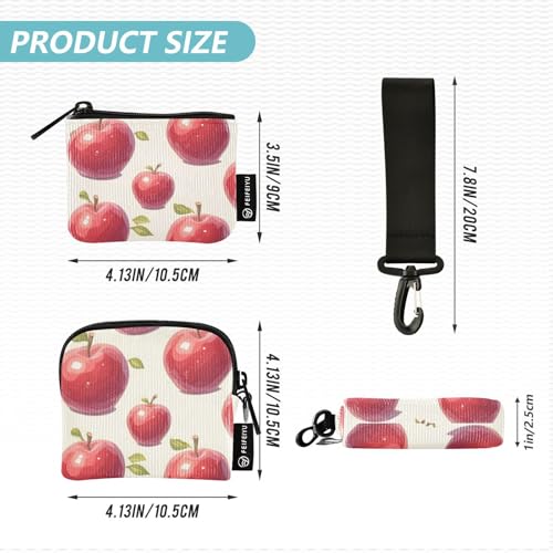 linqin Red Apples Dual Wristlet Wallets for Women Small Detachable Business Card Case Money Organizer with Wristle Strap for Work Travel 2 Packs4