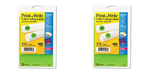Avery 5498 Removable Print or Write Color Coding Labels for Laser Printers, 1-1/4