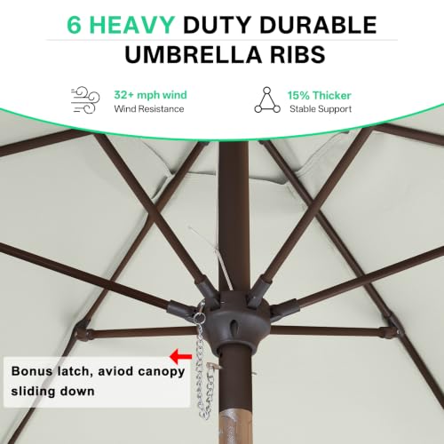 Image of ABCCANOPY 7.5ft Scalloped Patio Umbrella, Outdoor Table Umbrella with Tilt and Crank, Fiberglass Ribs Deck Umbrella for Patio, Pool, Garden, Picnic (Light Beige)