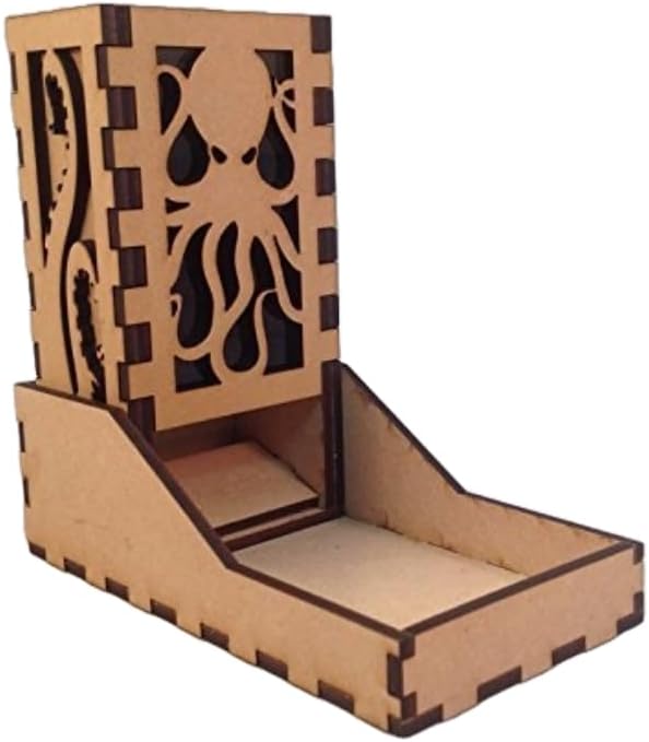 Cthulhu Mini Dice Tower v1 Smoke Acrylic Window Laser Cut MDF Unique Gift