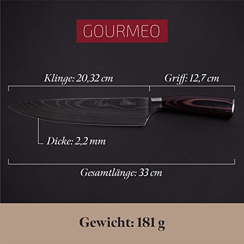 Kochmesser 20 cm GOURMEO mit Holzgriff – Edelstahl Küchenmesser