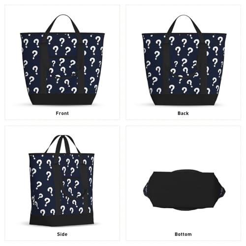 Grand sac isotherme doux imprimé point d'interrogation blanc et réutilisable - 4