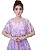 Ivory Red Lace Bridal Jacket For Wedding Bolero Crystal Wrap Cape Low Front Long Back Women Shrug Shawls Plus Size (Purple, One Size)