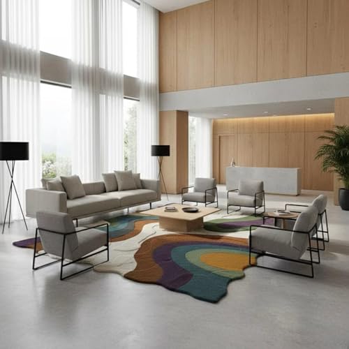 Image of Hand Made Tufted Carpet Premium Wool Abstract Irregular Design Non Slip Area Rug for Living Room Weight- |84 Pound|Size-12x15 Feet (144x180 Inch)