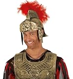 FIESTAS GUIRCA | Casco Romano Dorado para Adulto Unisex - Accesorio de Disfraz para Fiestas de Carnaval, Halloween y Eventos Históricos - Ideal para Recreaciones de Gladiadores y Centuriones - Rojo