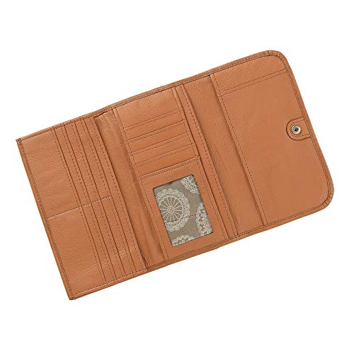 American West Women's Tri-Fold Wallet With Snap Closure Tan One Size #TOP2