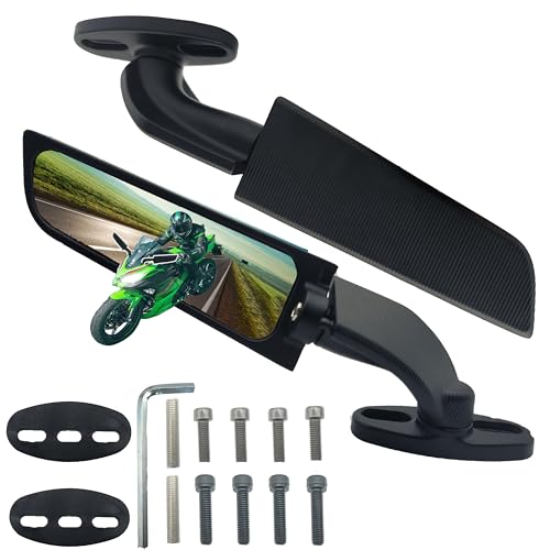 VRWEARE Motorcycle Mirrors Wing Rearview Mirrors Compatible with Kawasaki Ninja 300 400 650 Honda CBR300R CBR500R CBR600RR CBR1000RR Suzuki GSXR 600 750 Yamaha R15 R25 YZF600R