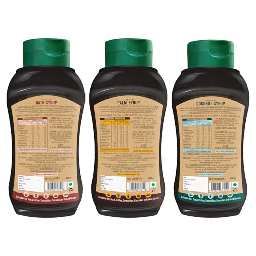 Image of Sweetch Assorted Natural Syrup (Date + Coconut + Palm) 400 gm - Healthy Sugar Replacement, Low GI, No Chemical & Free Flow | For Milk, Cookies, Milkshakes | Sweetener, Pack of 3