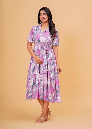 Image of Jikonet Women's Western Dress Floral Printed Cotton Maxi Dress
