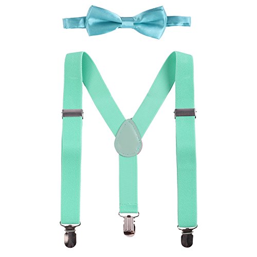 OBEEII Baby Boy Suspenders Bowtie Set Cake Smash Adjustable Braces Y Back with Clips Casual Formal
