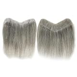 Echthaar Toupet für Männer 15cm Grau Menschliches Haar Männer PU V Schleife Front Toupet Haaransatz Perücken Remy Haar Ersatz Gerade Haarteil Herren-Toupet(4X18cm)