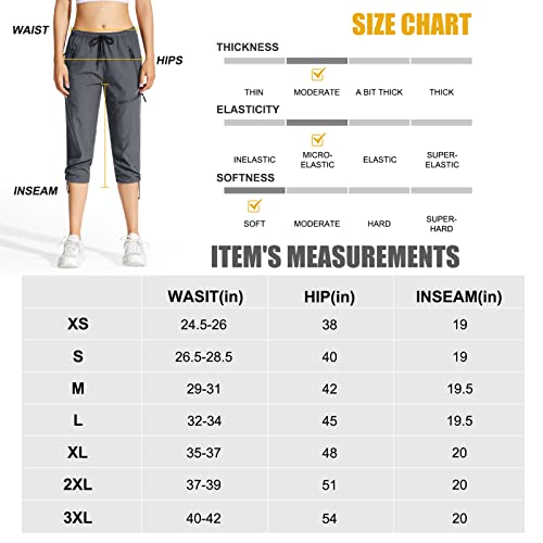 Mocoly Women's Hiking Capris Pants Outdoor Lightweight Quick Dry Water Resistant Upf 50 Cargo Pants With Zipper Pockets Grey M #TOP5