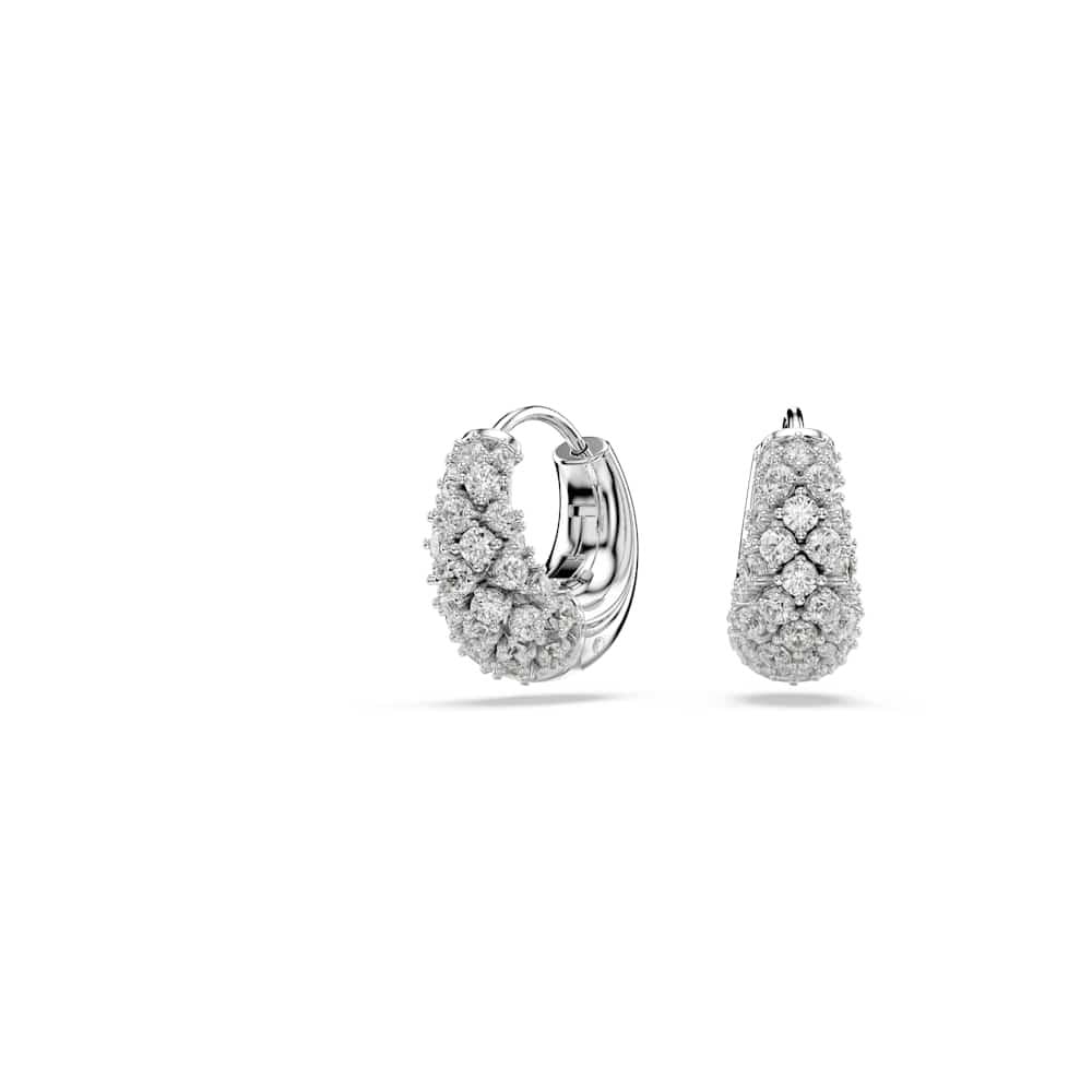 Swarovski Sublima Earrings, Clear Round-Cut Crystals in a Rhodium-Finished Setting, Part of the Swarovski Sublima Collection