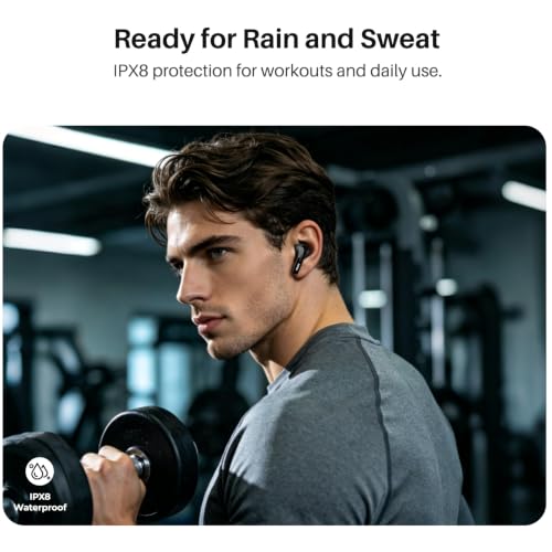 Image of TOZO T20 Wireless Earbuds, Bluetooth 5.3 Headphones with 97H Playtime, IPX8 Waterproof, Dual Mic ENC Call Noise Cancelling, Deep Bass Sound, LED Display, Wireless Charging Case