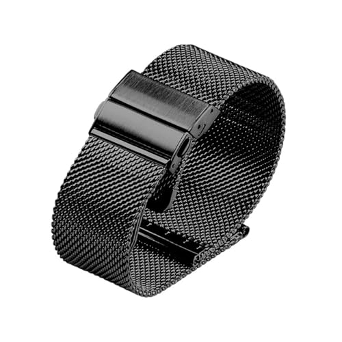 Bracelet de montre en acier inoxydable maille milanaise 16mm-22mm boucle pliante
