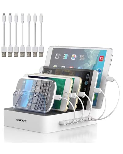 MSTJRY Charging Station for Multiple Devices : 5 Port Multi