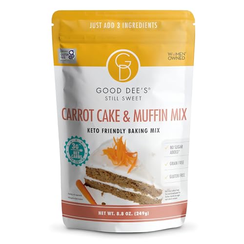 Good Dees Low Carb Baking Mix, Carrot Muffin & Cake Mix, Keto Baking Mix, No Sugar Added, Gluten Free, Dairy-Free, Diabetic (Pack of 1)