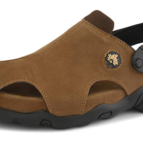 Image of Centrino Men's Sandals | Slingback Strap with Cushioned Black Footbed | Closed-Toe Clog Sandals | Stylish Sandal with Grip Insole | Comfortable Casual Footwear for Office, Travel & Walking (9585)