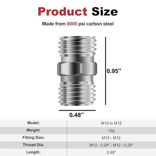 Image of 2pcs M12 to M12 Carbon Stee Fittings Adapters for Mini Excavator Adapting, Reducing Or Enlarging Connect Such Air Pipe, Fuel Pipe, Water Pipe, Etc Full Port Straight Pipe Fitting Connector