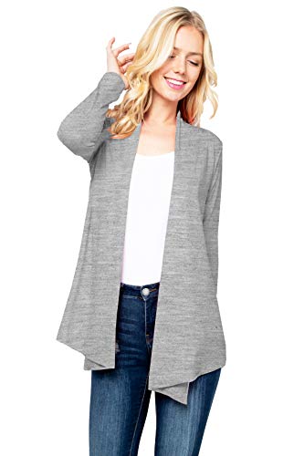 Image of Women's Drape Front Open Cardigan Long Sleeve (S-2X, Made in USA)