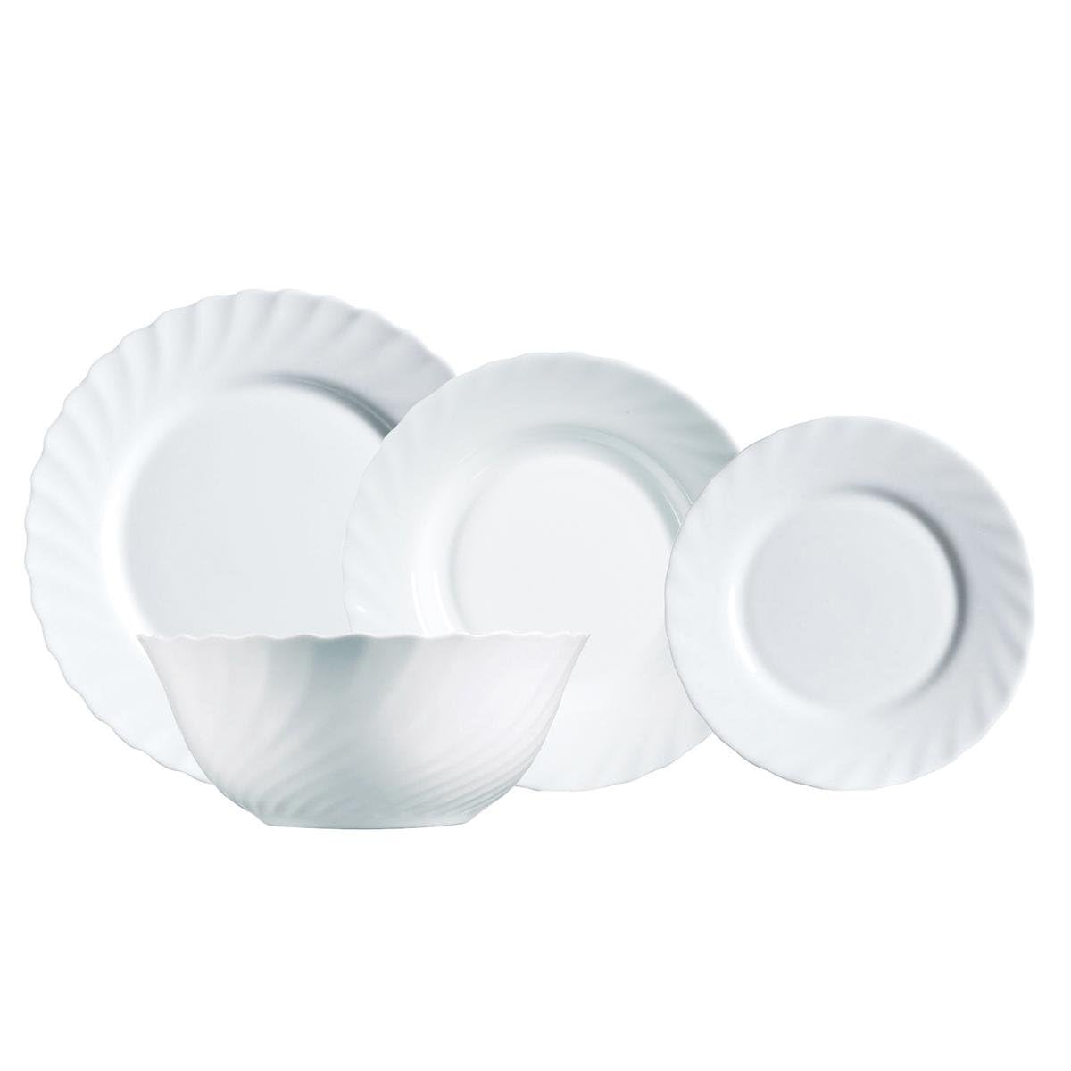 Porcelanowy zestaw obiadowy 19 sztuk Luminarc kuchnia zastawa stołowa serwis talerz ceramiczny