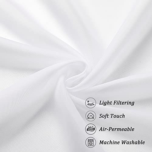 Image of Chyhomenyc Sheer White Tier Curtains 24 Inch Length Set, Small Window Curtains Treatment for Bathroom /Living Room /Cafe /Basement, Short Voile Curtain Tiers 42in x 24in, Rod Pocket, 2 PCS