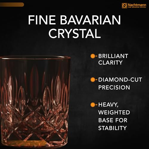 Image of Nachtmann Noblesse 10oz Whisky Tumblers, Set of 2 - Rose Crystal Glasses for Bourbon, Scotch & Cocktails - Lead-Free Cut Design Barware & Luxury Valentine Gift for Couples & Whisky Lovers