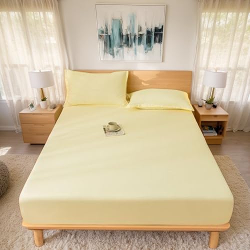 Drap housse en coton haut de gamme respirant et literie élastique