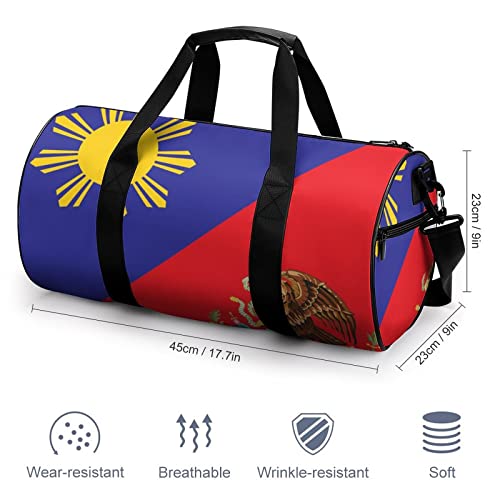 Philippines Mexico Flag Sports Gym Bag Waterproof Duffel Bag Travel Overnight Bag Carryon Weekend Bag2