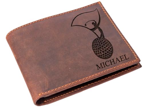 Personalized Golfer Wallet, Sports Wallet, Golf Wallet, Birthday Gift for men, Custom Men Wallet, Christmas Wallet, Personalized Golf Gifts,Crazy Horse Leather Wallet