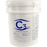 C3... 1' Stabilized Chlorine Tablets for Swimming Pool | Slow Dissolving Chlorinating Tabs for Above Ground or Inground Pools, & Spas/Hot Tubs | 25 lbs