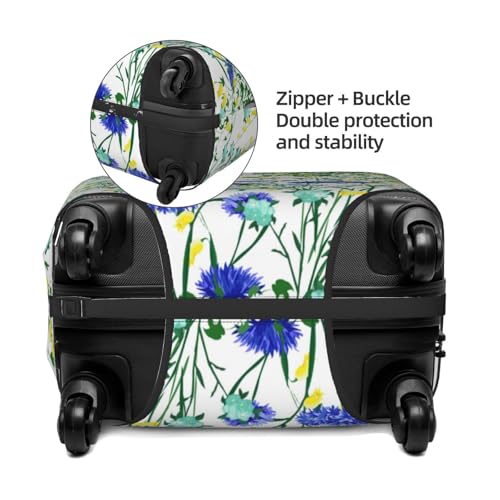 Elegant Flowers Floral Plant Leaf white Elastic Travel Luggage Cover Travel Suitcase Cover for Trunk Case 19''-32'' Luggage Protective Cover4