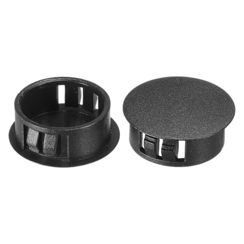 Image of PATIKIL Hole Plugs Plastic, 100 Pcs 25mm(1 inch) Screw Bumper Hole Plug Flush Snap Type Round Hole Cover Caps for Round Holes Cabinet Furniture Kitchen, Black