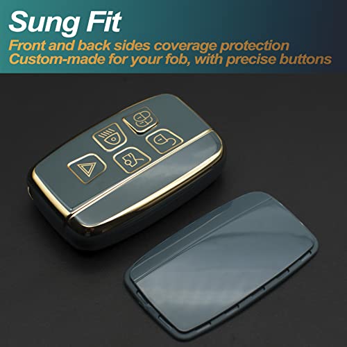 Coque de clé Land Rover TPU gris étui protection télécommande smart key 5 boutons