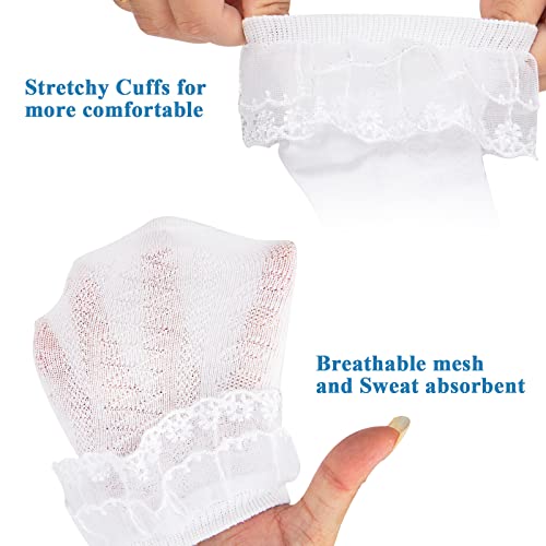 Looching 5 Pairs Toddler Baby Girls Ruffle Lace Socks Eyelet Mesh Cotton Frilly Ankle Soft Dress Kids Princess Socks 2-13T4