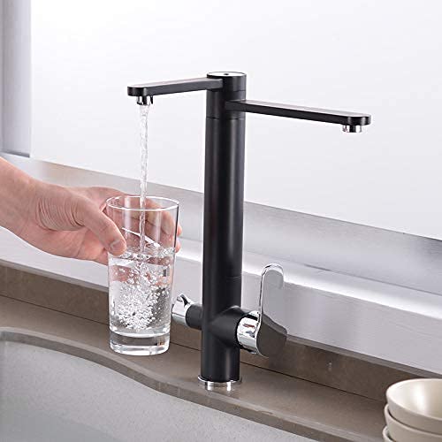 Robinetterie de cuisine haut de gamme mitigeur 3 voies design noir