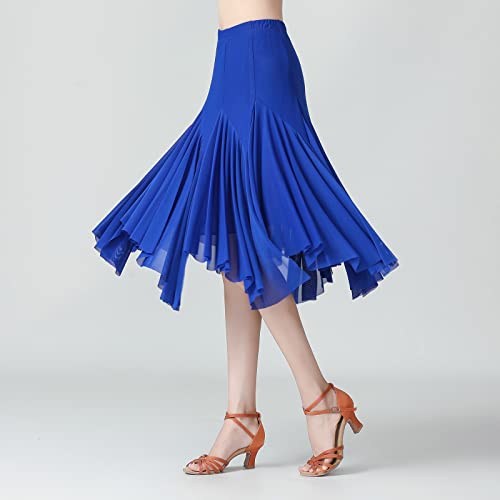 Ballroom Dance Skirts For Women Ballroom Dancing Irregular Long Swing Waltz Latin Salsa Belly Dance Skirts Tango Cha Cha Practice Skirt Flamenco Dress Costume For Performance Royal Blue One Size #TOP4