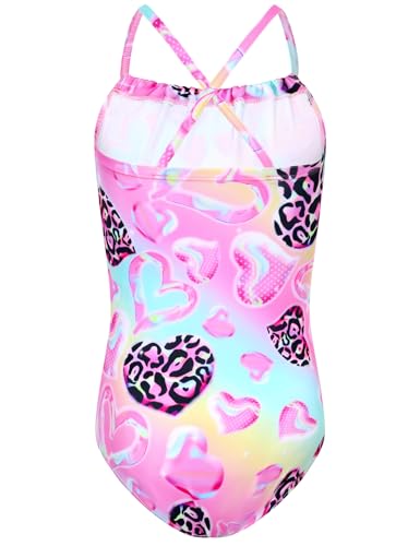 Image of TENVDA Girls Swimsuit Summer Beach Sport Halter Bathing Suits One Piece Swimwear for 2-12 Years Old Kids