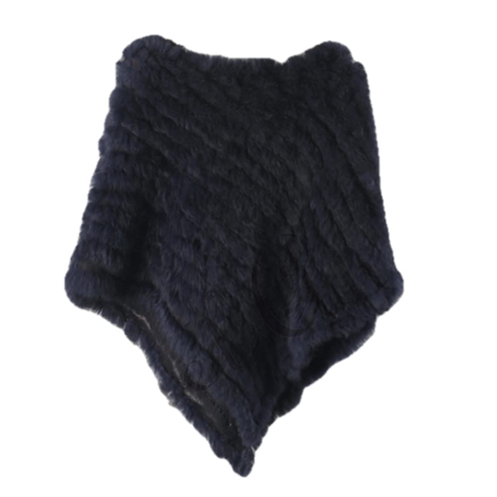 Poncho En Vraie Fourrure Tricoté – Bordeaux, Taille Unique, Style Pin-Up